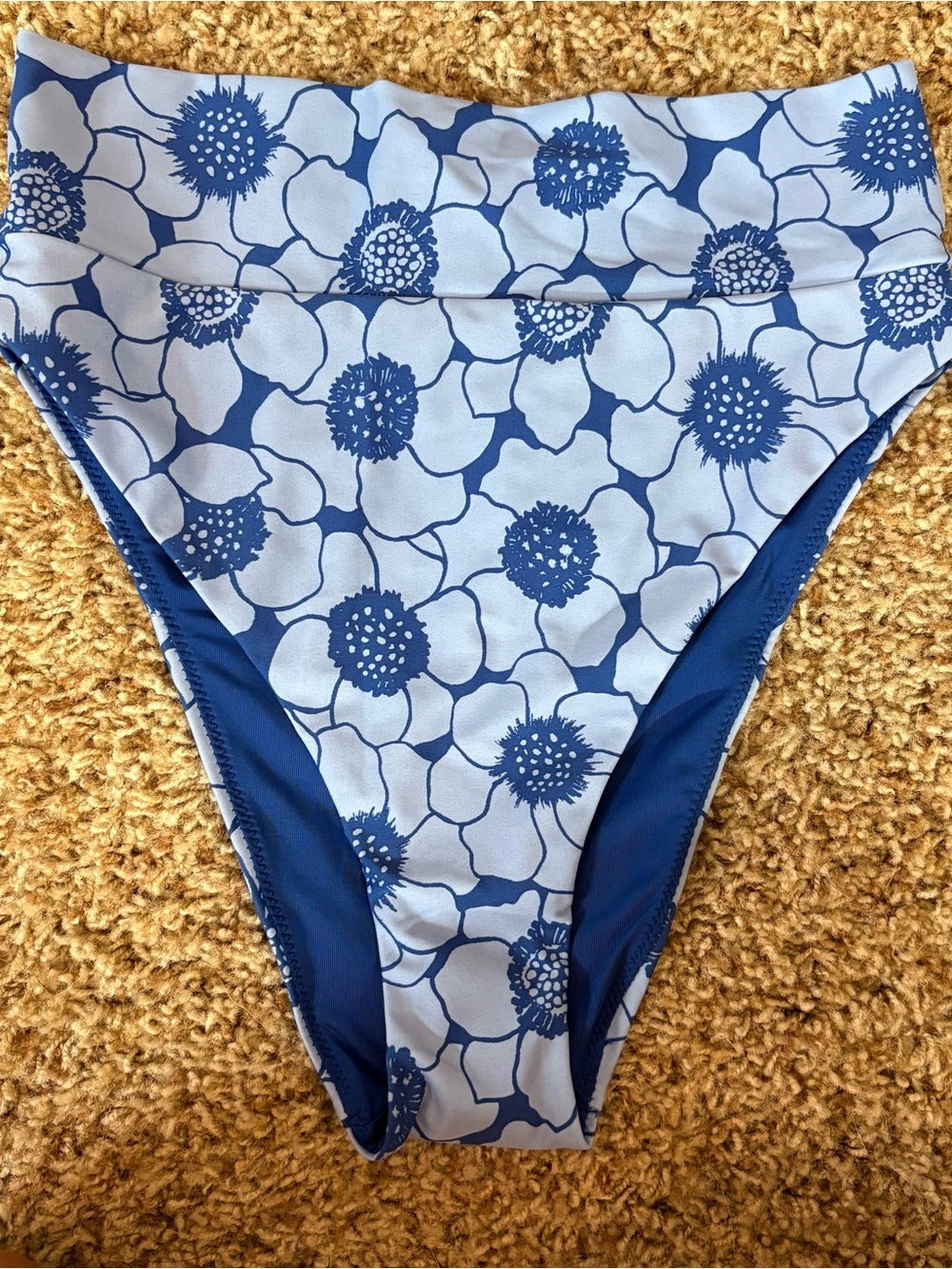 NWT Aerie size Medium High Cut Cheeky Blue Floral Bikini Bottoms